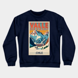 A Vintage Travel Art of Valle Nevado - Chile Crewneck Sweatshirt